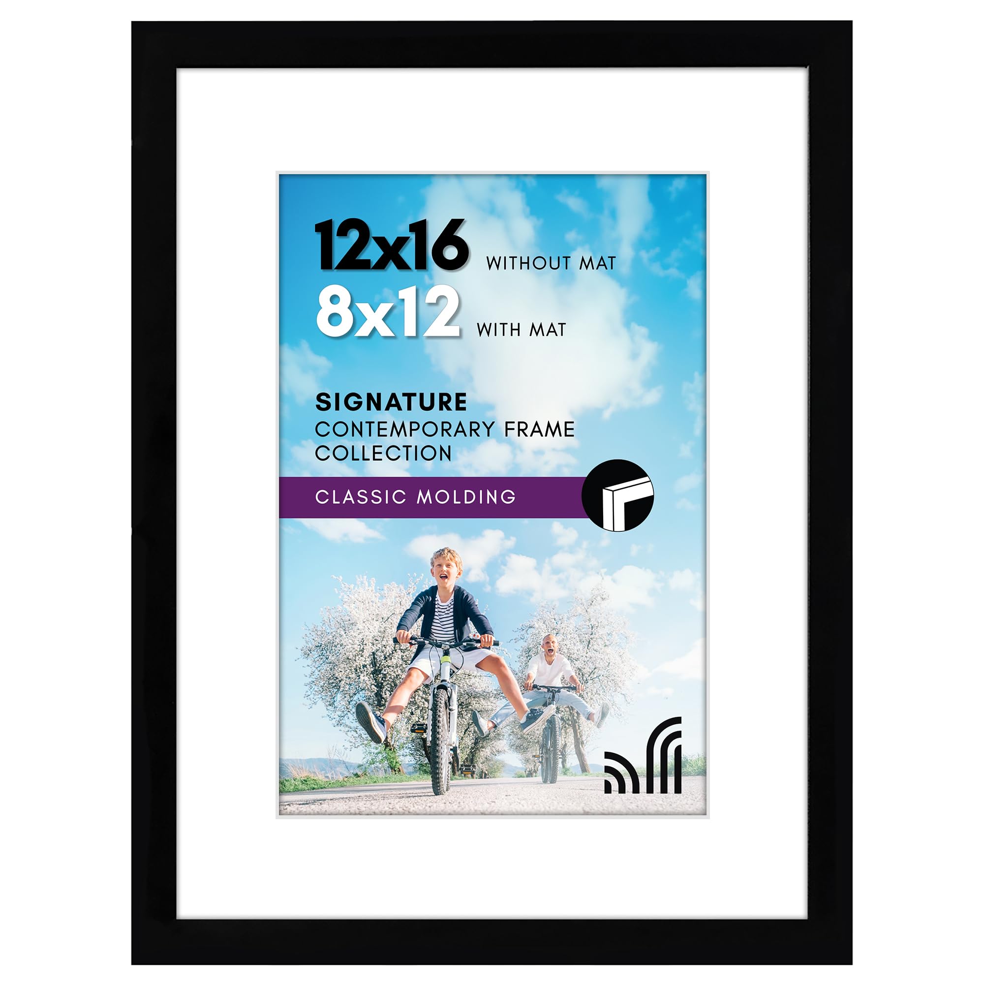 Photo 1 of ***MULTI-PACK*** Americanflat 12x16 Picture Frame with Shatter-Resistant Glass - Use as 8x12 Frame with Mat or Display 12x16 Photo Without Mat - Signature Collection - Picture Frames for Wall Display - Black
