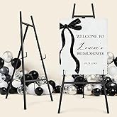 Black Easel Stand for Sign, 4-Tier Display Easel with Adjustable Chain | Heavy Duty Art Easel for Painting, Wedding Sign, Party, Posters &amp; Commercial Display