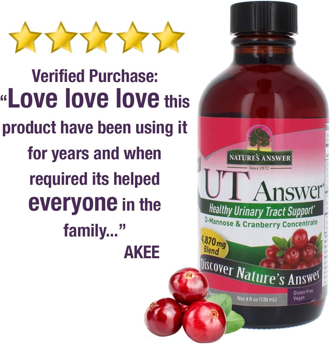 Nature's Answer UT Answer Cranberry Flavor, 4-Fluid Ounces : Cranberry Herbal Supplements : Grocery & Gourmet Food