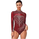 Winnrchan Women's Rhinestone Ballet Artistic Gymnastics Dance Leotard Dance Unitard Training Jumpsuit