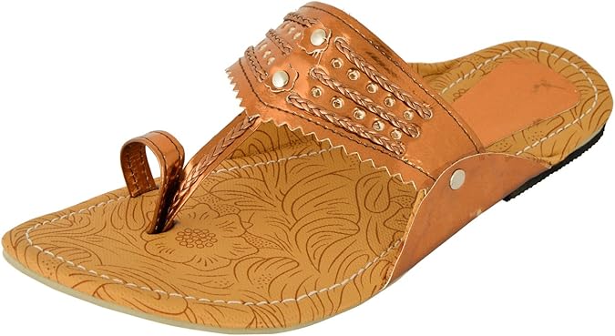 Amazon.com | AMPEREUS Women's Copper Nylon Kolhapuris - 9 UK | Slippers
