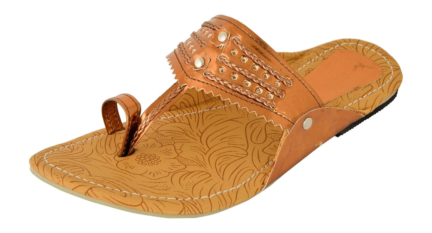 women's copper colore kolhapuri slipper