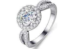 Obiyos 925 Sterling Silver Ring with D-Grade SSV1 Mozambique Diamond, Round Women's Ring, Eternity Ring for Women, Promise Anniversary Ring(Size 7)