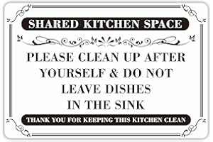LUHIMO Clean Up After Yourself Sign, Waterproof Durable Do Not Leave Dishes In The Sink Sticker, Keep Kitchen Clean Rules for Office Kitchens Supplies, Breakroom Essentials Decor and Shared Kitchen 5.9''x3.9''