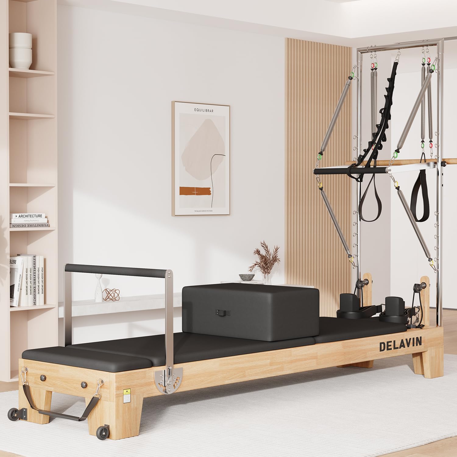Photo 1 of ***FACTORY SEALED***
***TRUCK/TRAILER PICKUP ONLY***
DELAVIN Pilates Reformer with Tower, Pilates Machines with Springs, Sitting Box, Jump Board and Accessories, Solid Wood Pilates Equipment for Studio, Gym and Home Workout
