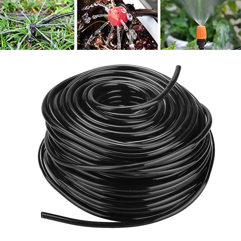 PVC Plastic Garden Irrigation Pipe Rain System Drip Connecting Hose Black Available in 3 Lengths(50m)