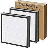 HAP605 Air Purifier Replacement Filters for FreAire HAP605 HAP607 and for XenonLab HAP605 HAP607 Air Purifier, 3-in-1 HAP607 Efficient Air Filter with Activated Carbon for Home, 2-Pack