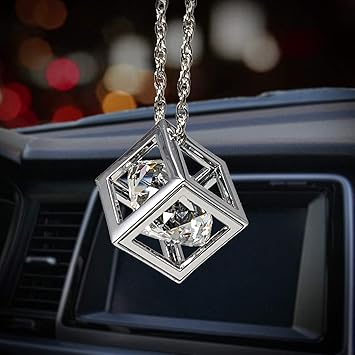 Amazon Com Bling Car Decor Clear Diamond Cube Rear View Mirror