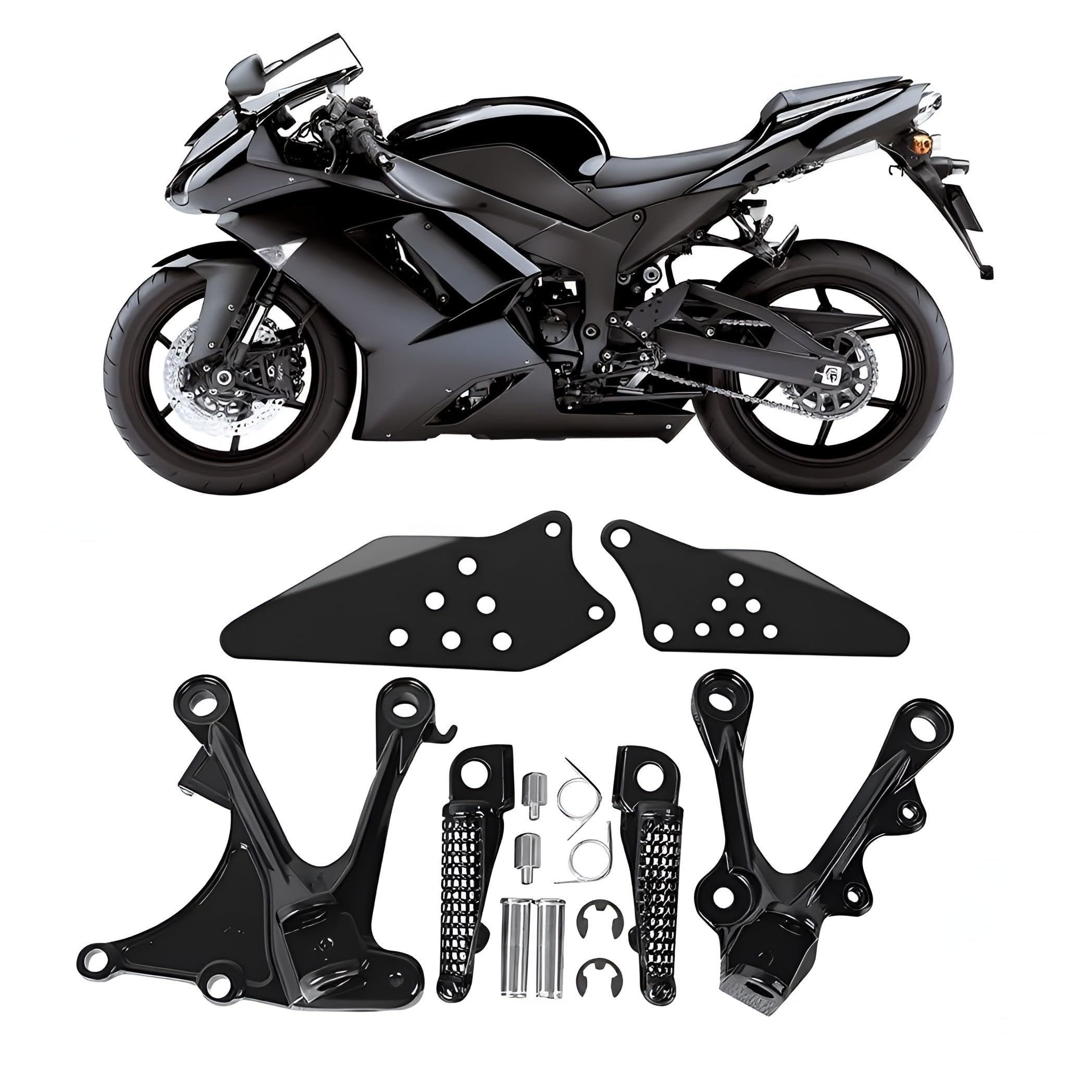 Photo 1 of Front Rider Foot Pegs Bracket For Kawasaki ZX6R ZX-6R 2005 2006 2007 2008 ZX636 2005 2006