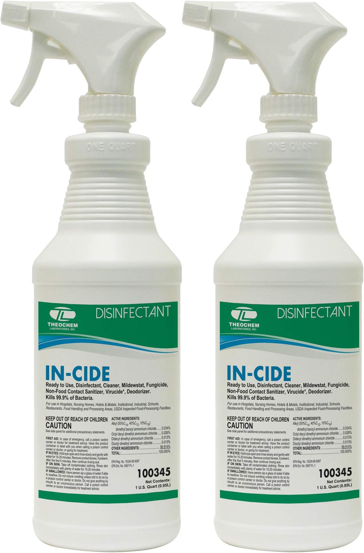 in-Cide - 2 Pack, Cleaner and Disinfectant. Manufactured in The USA.