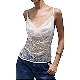 SHENHE Women's Sexy Sparkle Shimmer Cami Tank Tops Disco Sequin Camisole