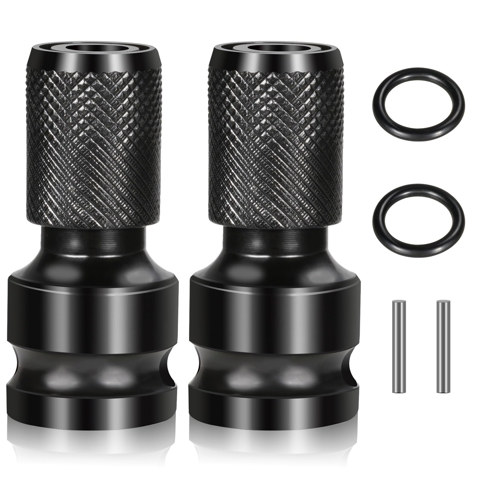 2 Pcs Impact Adaptor 1/2 Square Drive to 1/4 Hex Shank Socket Adapter Quick Release Chuck Converter Bit Adapter