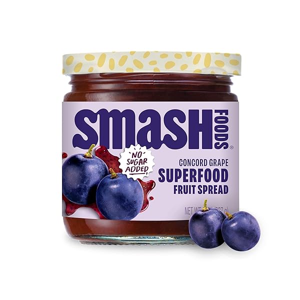 CHIA SMASH GRAPE JAM | LOW-CALORIE, NO SUGAR ADDED KETO JAM WITH UPCYCLED FRUIT & CHIA SEEDS | VEGAN, PALEO SUPERFOOD FRUIT SPREAD (1 JAR)
