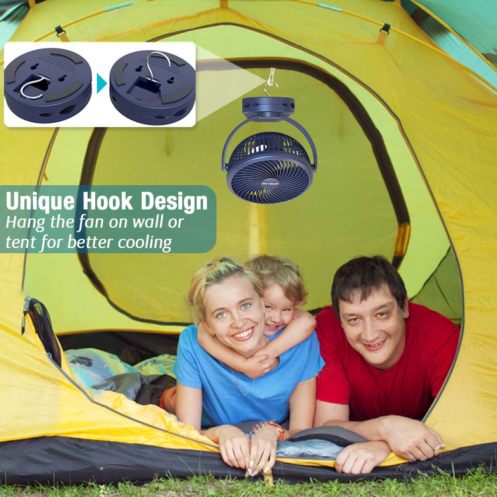 10000mAh Battery Operated Clip On Fan with Hanging Hook, Super Strong Airflow, 4 Speeds, Sturdy Clamp, Timer, Portable Camping Fan for Desktop Tent Treadmill Golf Cart Hurricane, Last 40 hrs, 7 Inch: Baby