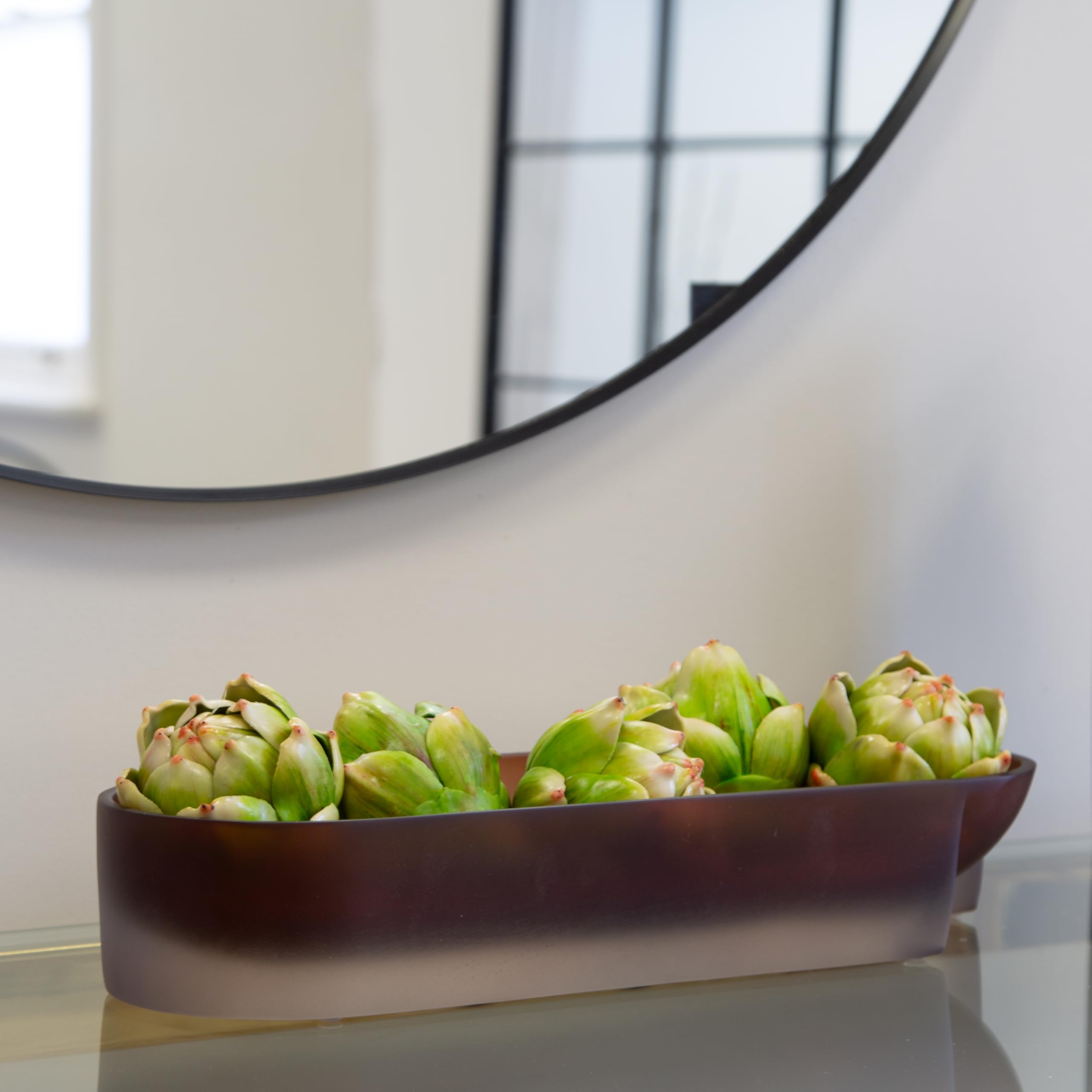 Decorative Brown Transparent Resin Tray, Fruit Bowl, Salad Bowl, Kitchen, Living Room Home Decor