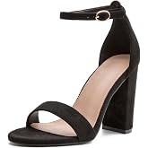 Glorertl Women's Open Toe Block Heel Sandals | Adjustable Ankle Strap Dress Fashion Heeled Sandals for Work Prom Wedding and Formal Events