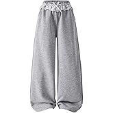 SHENHE Girl's Baggy Sweatpants Wide Leg Lace Trim Bow Elastic Waist Athletic Pants Trousers
