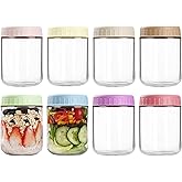 SHOWIN Overnight Oats Containers with Lids, 16oz Glass Jars with Lids 8 pcs, Wide Mouth Mason jars for Salad, Yogurt, Snacks, Meal Prep