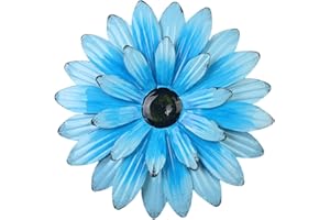 Altsuceser Metal Flower Wall Art 3D Sunflower Decor, Multiple Layer Hanging Rustic Farmhouse Boho Style Decoration for Outdoor Indoor Home Garden Yard Fence Bedroom Bathroom Porch Hallway Light Blue