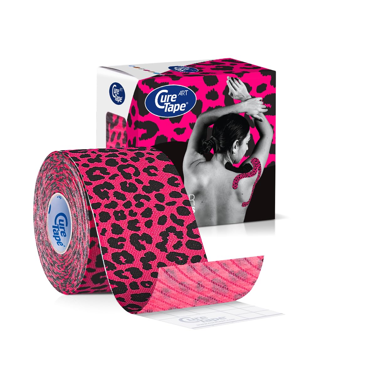 CureTape Art Kinesiology Tape 5m x 5cm Uncut – Waterproof Latex-Free Hypoallergenic Kinetic Physio Tape – Medical Tape for Muscle & Joint Support & Blisters – Elastic K Tape for Knee Support - Leopard