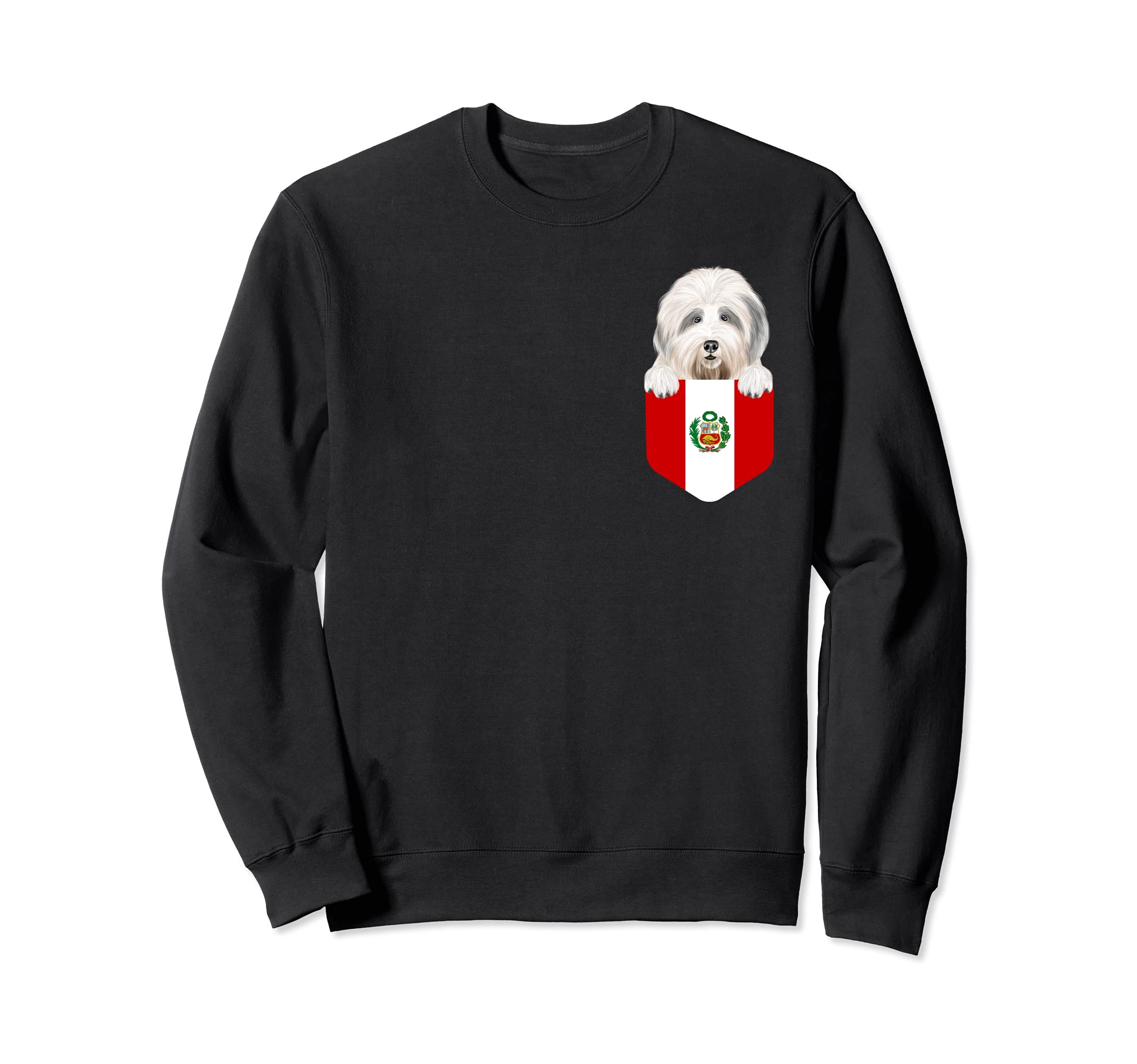 Peru Flag Old English Sheepdog Dog In Pocket Sweatshirt