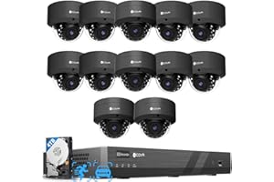 FORCOVR 4COVR 16 Channel PoE Business Security Camera System, 12x 5MP IK10 Vandal-Proof Dome IP Cameras, IP67 Weatherproof, Human/Vehicle Detection, 4K NVR with 4TB HDD, Outdoor Surveillance, LY54AB5M1612-1