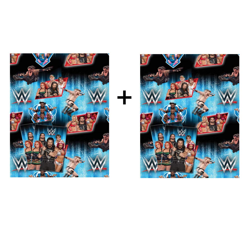 ESSGES WWE Gift Wrap - 2 Count (Pack of 1) - Multicolor - Cartoon Pattern - Multi-Occasion - Paper - Bold - All Ages