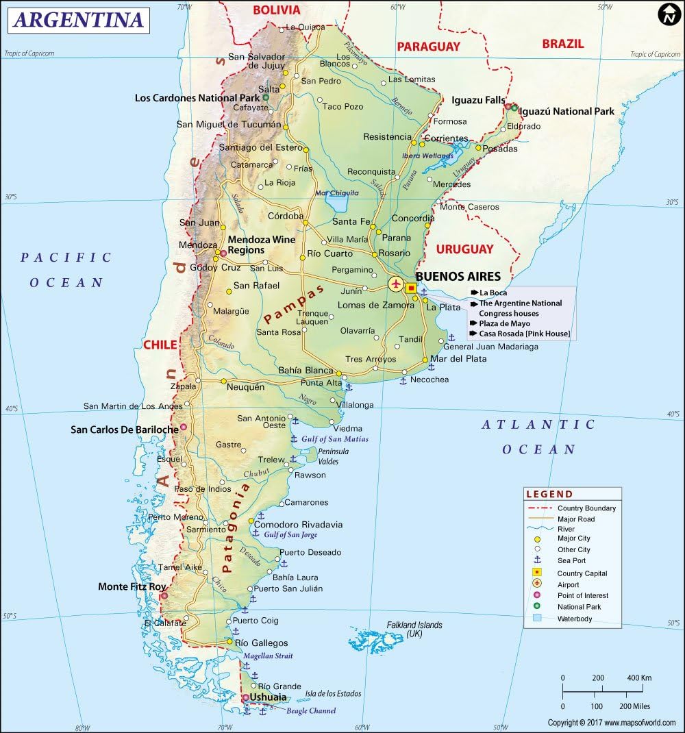 Argentina Map (36" W x 38.45" H)