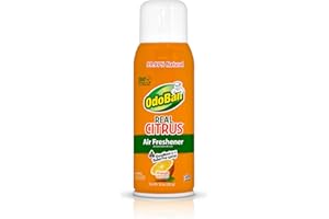 OdoBan Aroma Eliminator, 360-Degree Continuous Spray Natural Oil Real Citrus Air Freshener, Toilet Spray, Made in the USA, Orange Scent, 10 Ounces