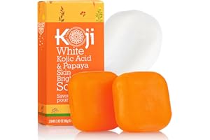 KOJI WHITE Kojic Acid & Papaya Skin Lightening Soap with Hyaluronic Acid For Dark Spot, Hyperpigmentation, Discoloration, Acne Scars, Uneven Skin Tone ( 2.82 oz / 2 Bars )
