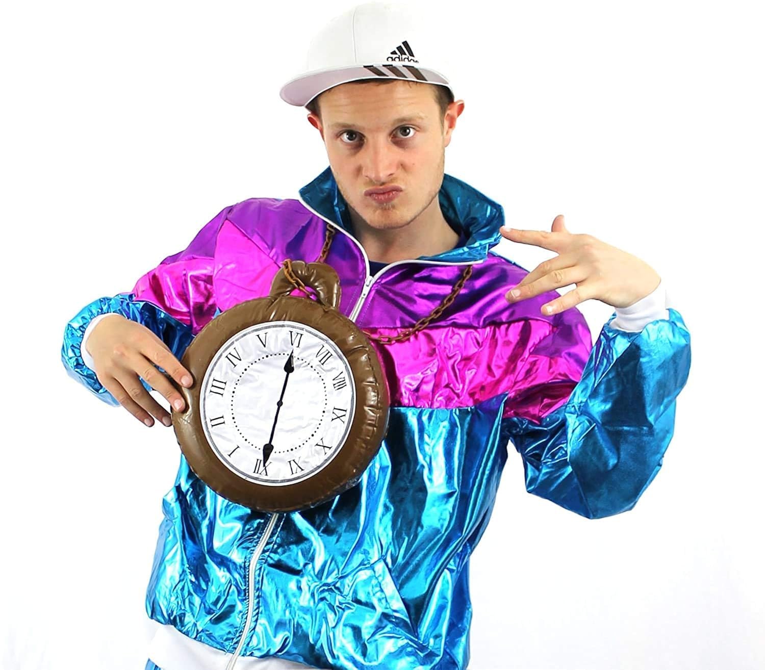 Jumbo Clock Medallion Fancy Dress Inflatable Accessory Large Clock With Chain Rapper Wonderland Rabbit, Gangster Set