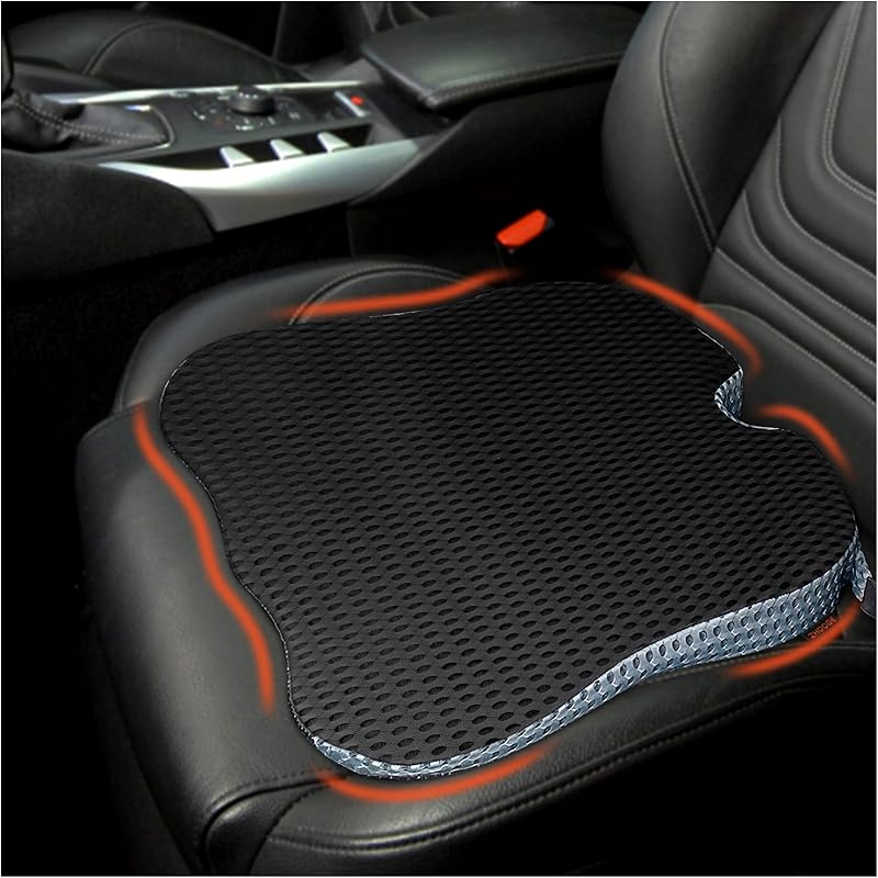 ZHOOGE Car Seat Cushion Memory Foam Wedge Pad for Office Chair Black