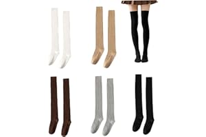 5 Pairs Thigh High Socks Soft Warm Thigh High Stockings Knit Over the Knee Socks for Women Leg Warmers