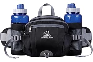 WATERFLY Waist Bag Fanny Pack with Water Bottle Holder Hiking Waist Pack for Men Women Traveling Walking Camping Waist Pouch