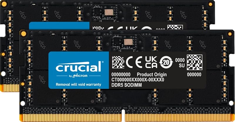 Crucial 32GB (2x16GB) DDR5 5200MHz SODIMM Laptop Memory CT2K16G52C42S