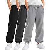 LessonZoo 3 Pack Boy's Jogger Sweatpants, Active Athletic Casual Pants Workout Kids Clothes with Pocket and Drawstring