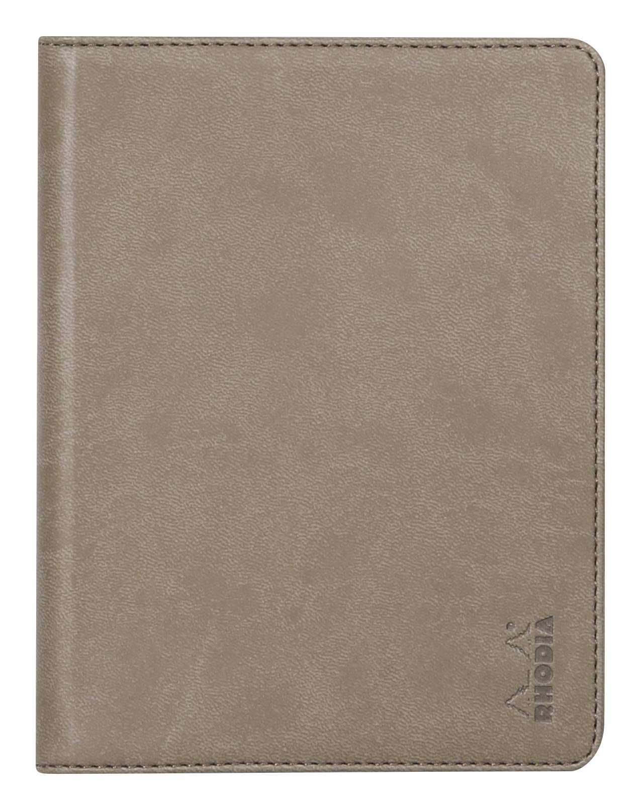 RHODIA 213002C - Rhodiarama No. 13 Taupe Clipboard and Document Holder Booklet - for Notepads or A6 Format Notebooks (10.5 x 14.8 cm) - Premium Italian Faux Leather - Rhodiarama Collection
