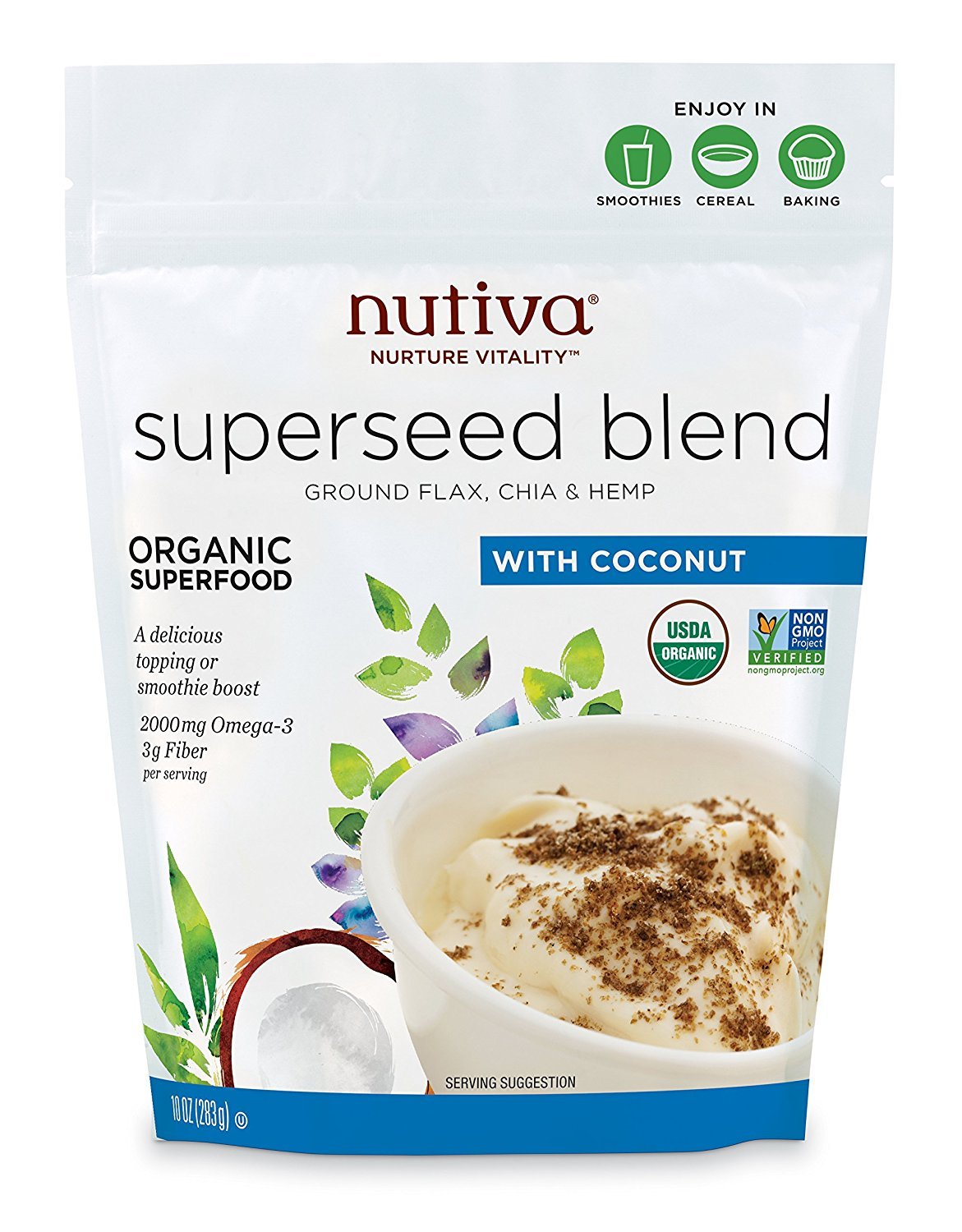 Nutiva Organic Chia, Flax, and Hemp Superseed Blend, 10