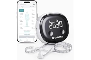 Lepulse Smart Body Tape Measure, Bluetooth Measuring Tape for Body Measurements, LED Display & Fitdays App, Digital Tape Measure for Waist, Hip, Arms, 60in Retractable, USB Rechargeable, Weight Loss