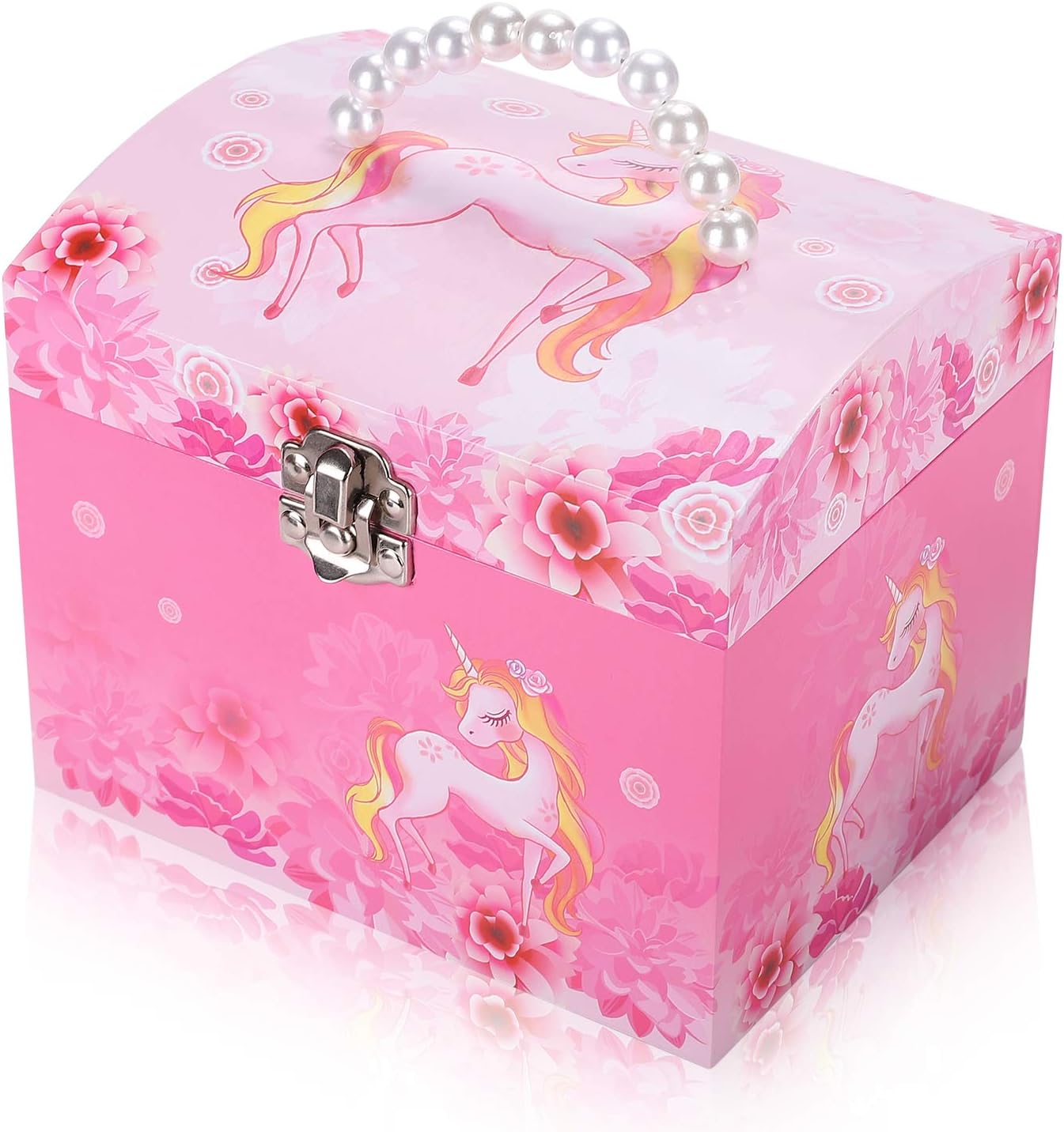 TAOPU Girls' Musical Jewelry box with pearl handle and Cute Spinning Unicorn Music Box Jewel Storage Case for Girls Gift - Image 5