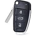 Aichiyu Flip Remote Control Key Fob IYZ3314 Car Keyfob Transmitter for Audi A6 S6 Q7 2006 2007 2008 2009 2010 3 Buttons FSK 315Mhz 8E Chip FCC ID: IYZ-3314