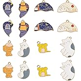 FASHEWELRY Alloy Enamel Animal Charms Cat Dog Kitten Bunny Animal Dangle Pendants for DIY Necklace Bracelet Earring Jewelry Craft Making