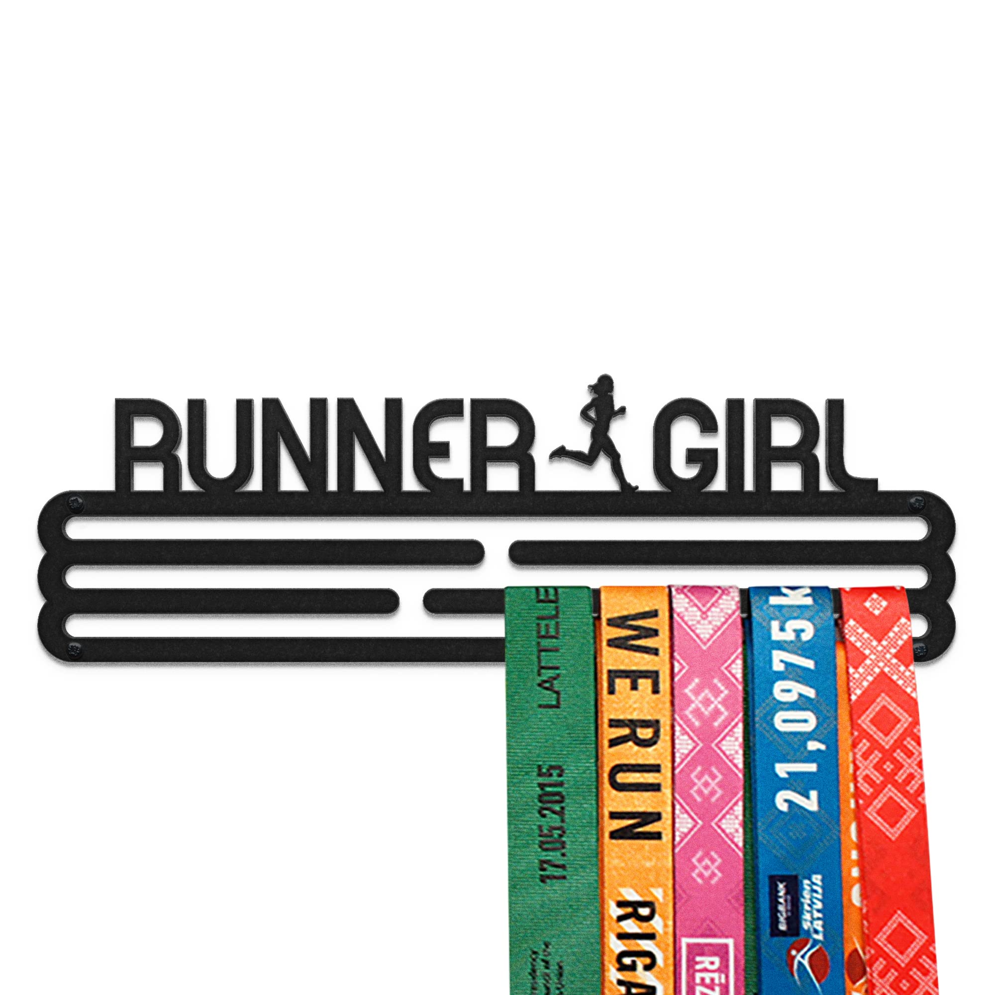 United Medals RUNNER GIRL Sport Medal Hanger Display | Matte Black Steel Medal holder | Awards display rack for up to 30 medals