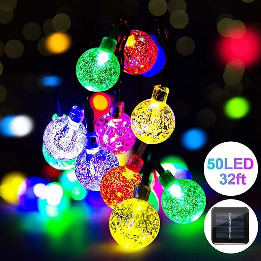 Fulighture Solar Garten Lichterkette Balkonlichter Kette Solar 9 8 Meter Kugeln Lichterketten Mit 50er Bunt 8 Modi Ip44 Wasserdicht Ausserlichterkette Fur Garten Baume Weihnachten Partys Deko Amazon De Beleuchtung