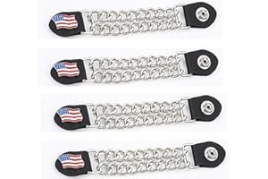 Vksjin Motorcycle Vest Extenders for men, Genuine Leather with Double Chrome Chains, 6-1/2 Inch, 4 Pieces
