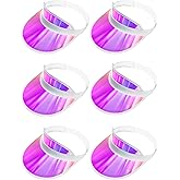 Geyoga 6 Pcs Pink Clear Sun Visor Hats Plastic Sun Visor UV Protection Golf Cap Unisex PVC Transparent Visor Cap for Women Men