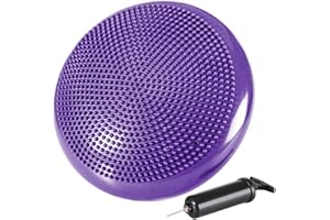 Hanxuan Balance Stability Disc, 13.4Inch Extra Thick Wobble Cushion, PVC Inflatable Balance Board for Kids & Seniors, Purple 