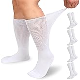 Cosopad Diabetic socks for men size 13-15, 4 Pairs Non-Binding Top Wide Calf Loose Fit, Diabetic crew socks for men