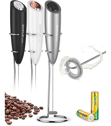 Frullatore Per Latte Evabris&reg; - Schiumatore Elettrico Portatile Con Batterie AA Incluse, Acciaio Inox