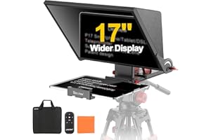 Desview P17 Portable Teleprompter for Camera Video Recording, Foldable Auto-Scrolling Prompter with Wireless Remote Sunshade & Tripod Mount Compatible with iPhone Android Tablet